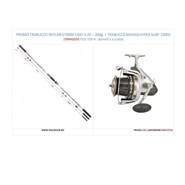 PROMO TRABUCCO DEYLAN STORM CAST 4,20 - 200g. + TRABUCCO MUL. MAXXIS HYPER SURF 10000